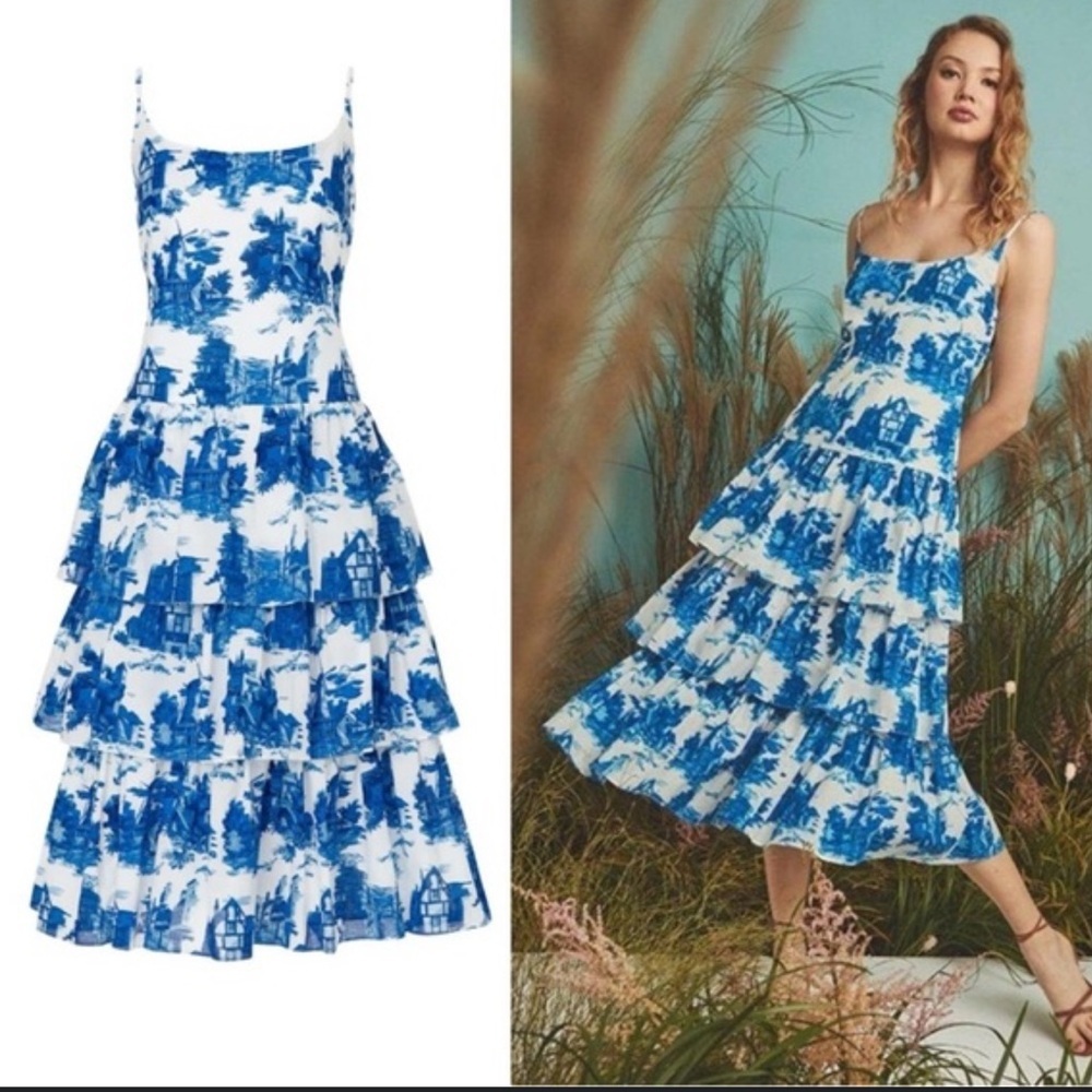 Cara Cara Mary Lou Venetian Story Blue Dress Size XL - Picture 2 of 15